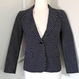 Ann Taylor Navy Blue & White Polka-dot Blazer size 0 Petite